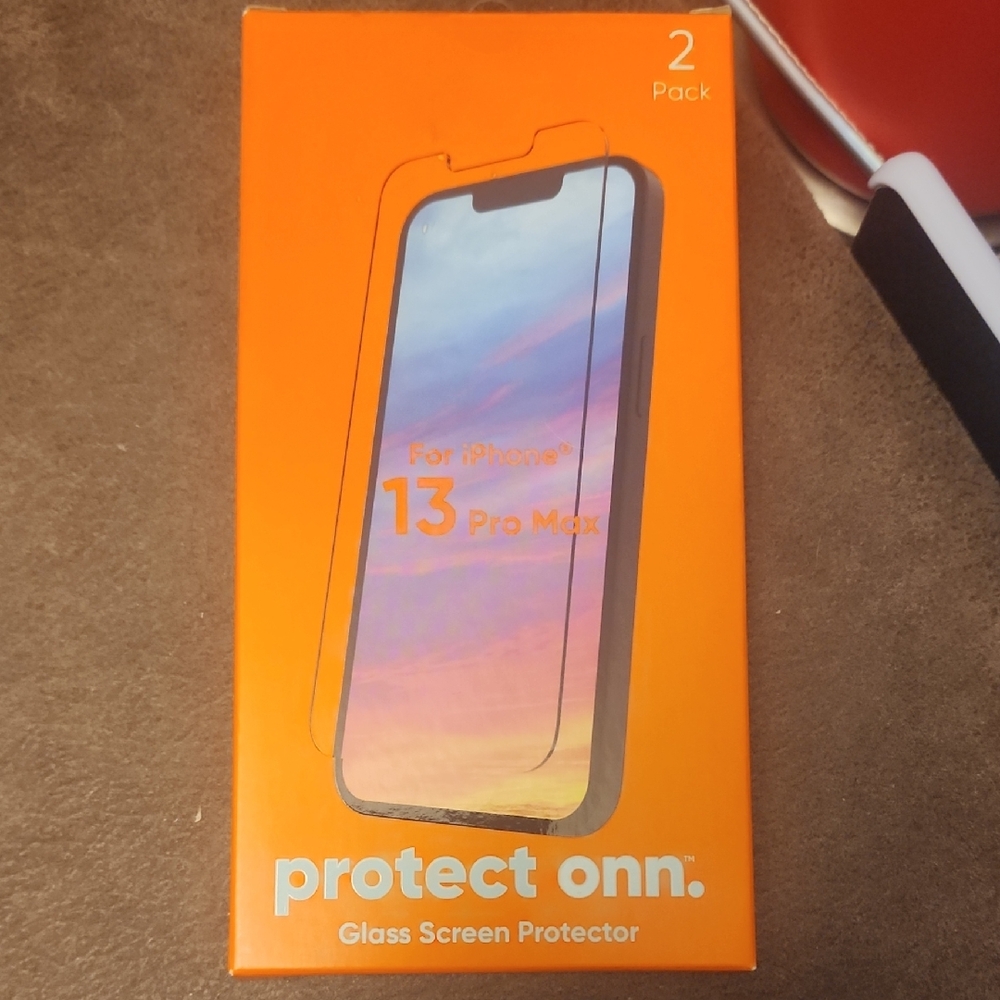 Protect Onn Orange Glass Screen Protector for iPhone 13 Pro Max - 2 Pack